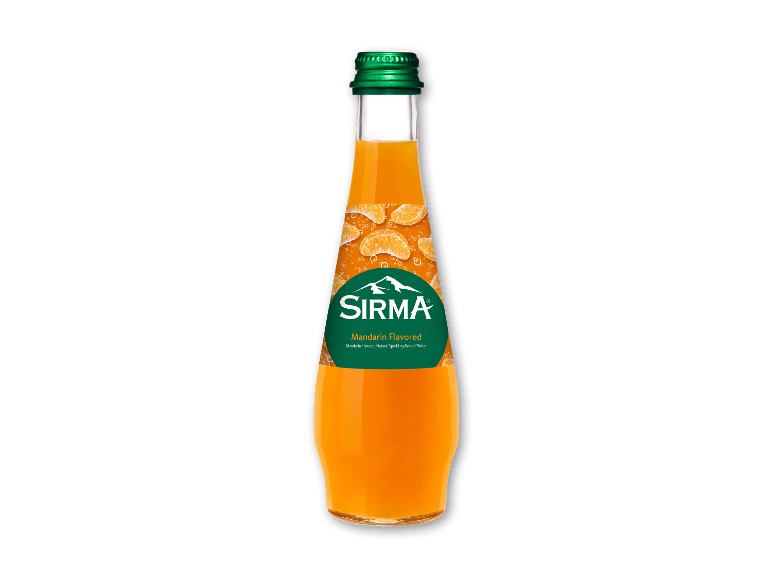 SIRMA mandarin-smag mousserende mineralvand i glasflaske