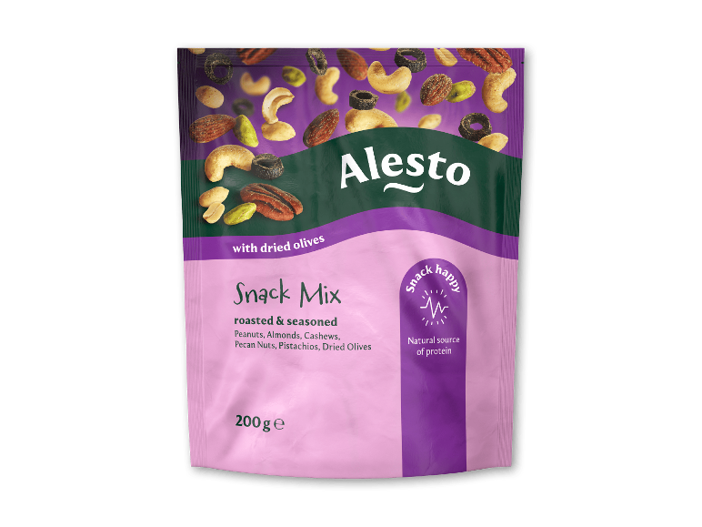 Alesto Snack Mix med ristede nødder og tørrede oliven, 200g