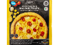 Fire oste og semi-tørrede tomater træfyret pizza, med teksten 'New' og 'Made in Italy' på emballagen.