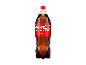 En 1,75-liters flaske Coca-Cola Original Taste på en sort baggrund.