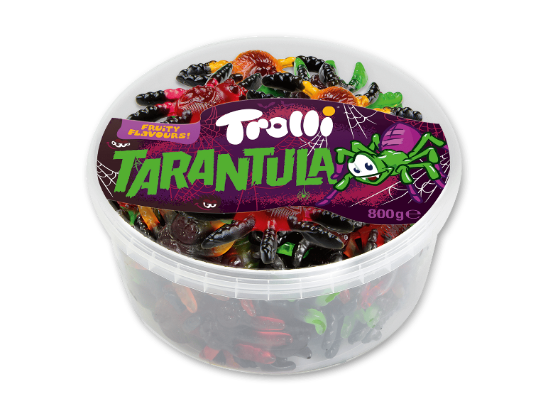 Trolli Tarantula Fruchtgummi XXL vingummispindlere i en 800g bøtte.