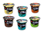 Seks bægre Milbona High Protein Pudding med smag af vanilje, kaffe, karamel, chokolade, kokos og hasselnød.