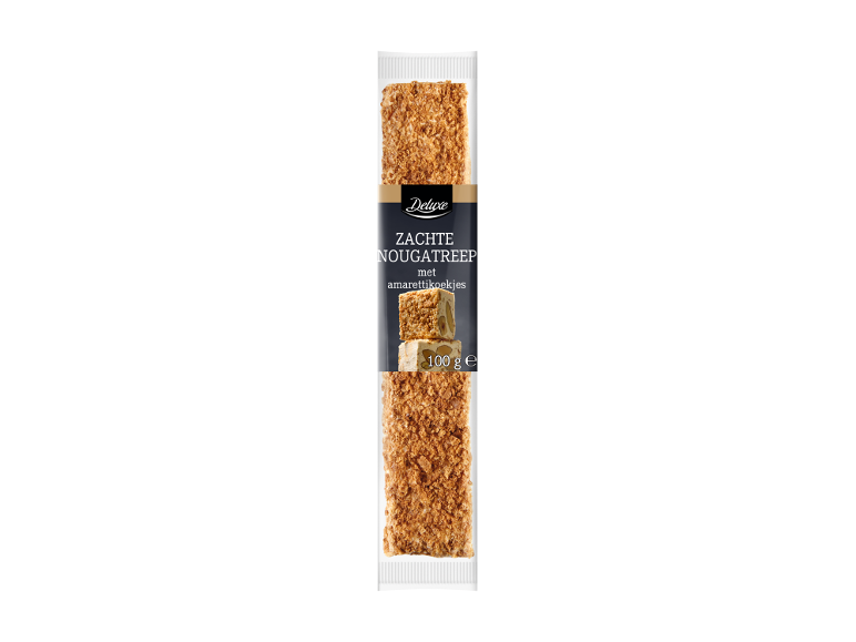 DELUXE Blød nougatbar med amarettikiks, 100 g