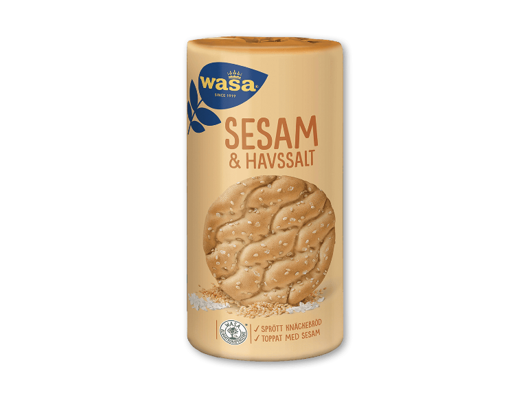 Sprød brødrulle med sesam og havsalt.