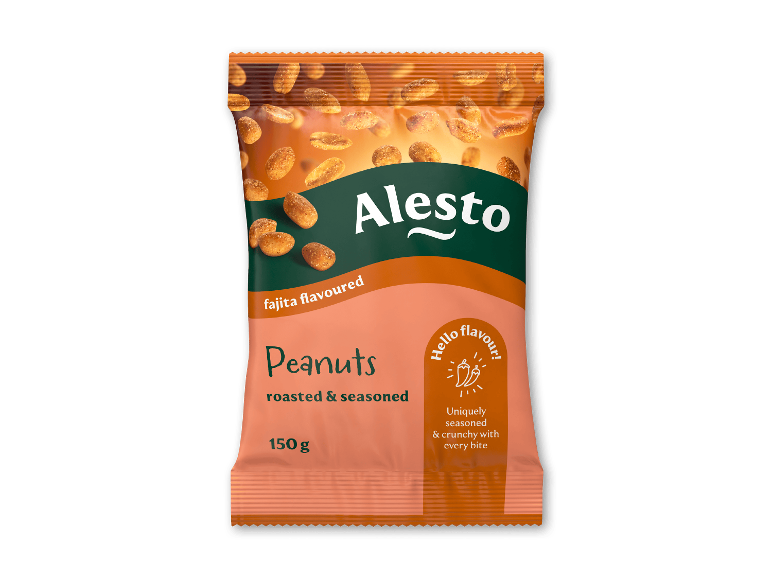 En pose fajita-smagte ristede og krydrede peanuts, 150g.