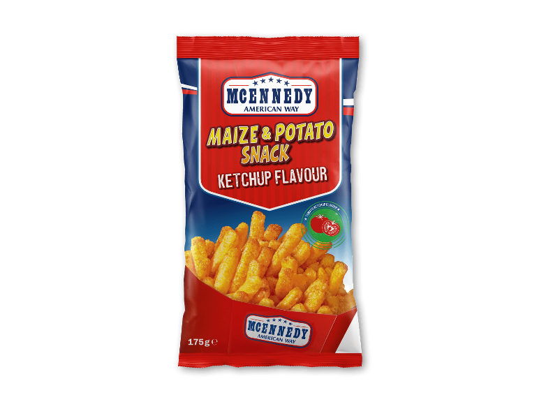 McEnnedy majs- og kartoffelsnacks med ketchupsmag, 175g