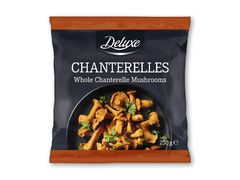 Deluxe frosne kantareller i en 250 g pose.