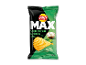 Pakke med sprøde kartoffelchips med smag af creme fraiche og løg.