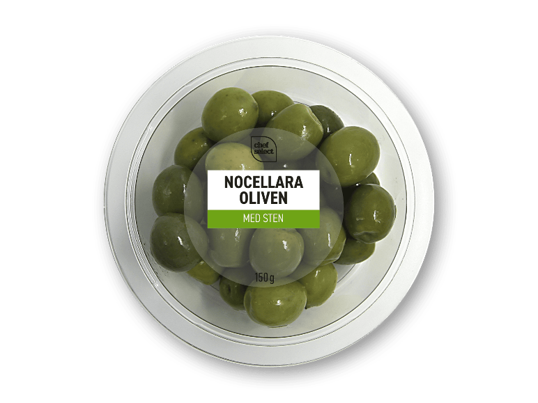 Chef Select Nocellara oliven med sten, 150 g