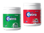 To plastbøtter med sukkerfrit tyggegummi med smag af spearmint og jordbær.