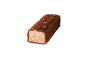 Chokoladebar med nødder og cremet fyld, skåret over for at vise indersiden.