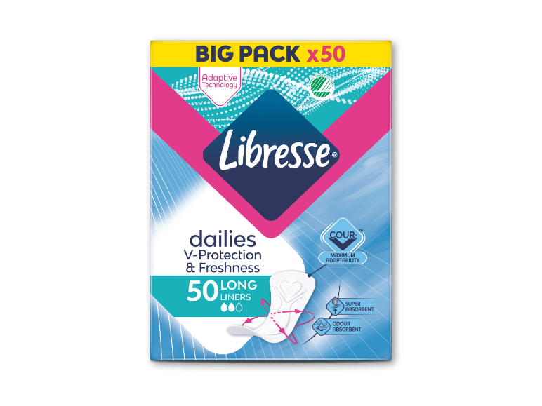 Libresse dailies V-Protection & Freshness trusseindlæg, stor pakke med 50 stk.