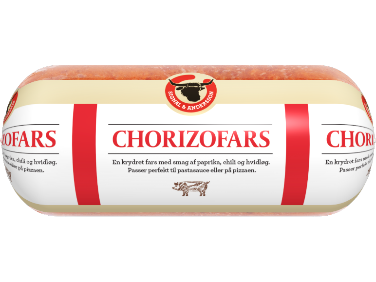 Pakke chorizofars med paprika, chili og hvidløg.