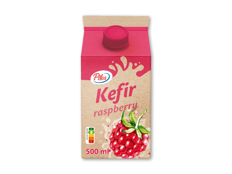 Pilos hindbærkefir, 500 ml pakke med Nutri-Score B
