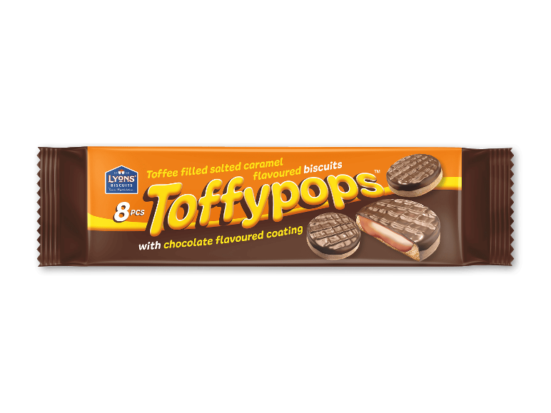 Toffee-fyldte saltede karamel-smagende kiks med chokoladesmagsovertræk, 8 stk.