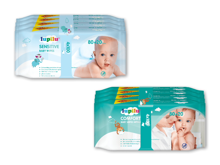 Blide og behagelige babyservietter i pakker med fire stk.