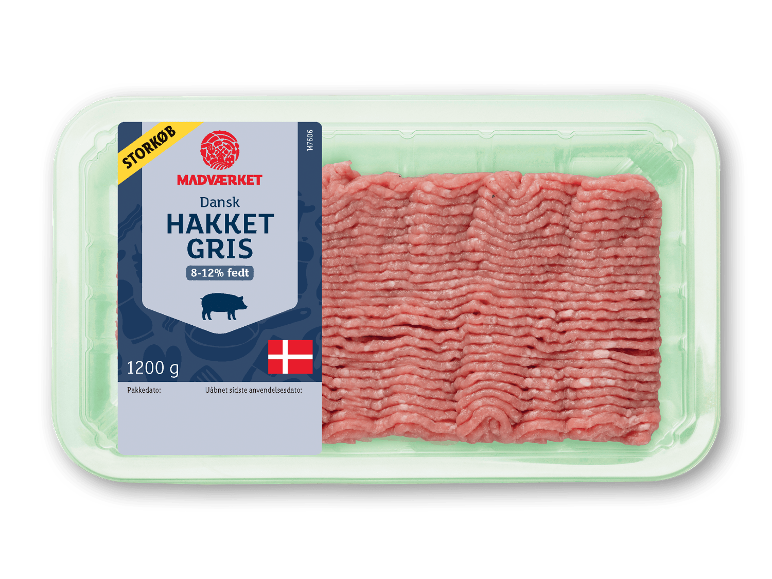 Pakke med MADVÆRKET dansk hakket grisekød, 1200 g.
