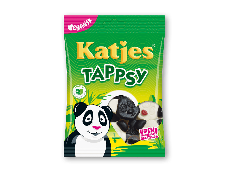 Vegansk lakrids og skumslik formet som pandaer, uden animalsk gelatine