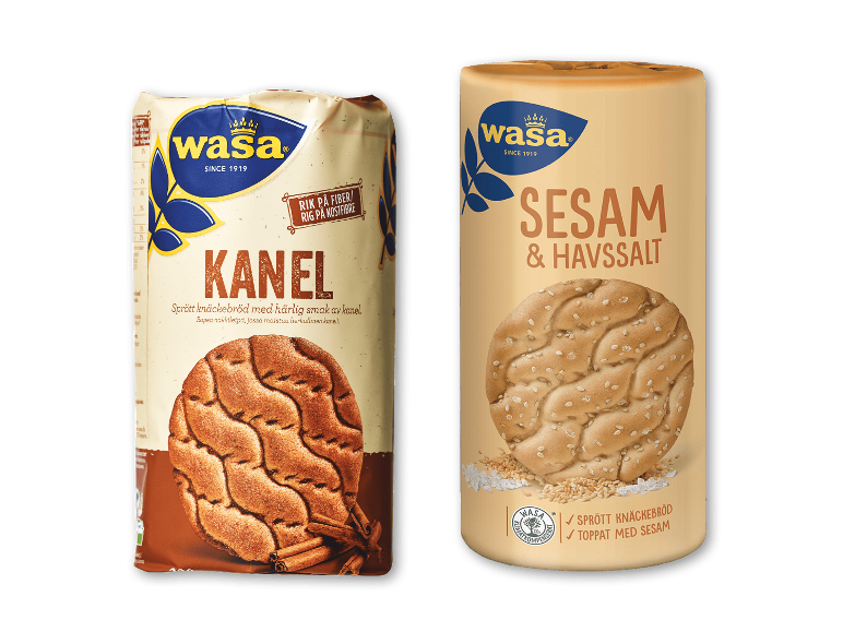 Wasa knækbrød med smag af kanel samt sesam & havsalt.