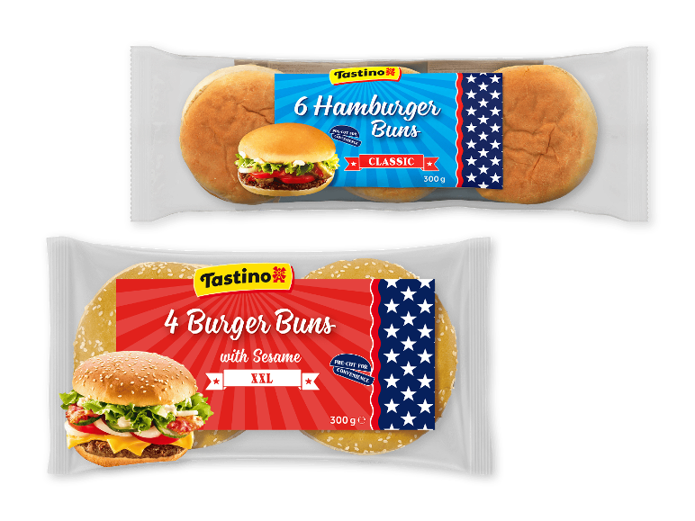 Tastino Hamburgerboller Classic og XXL med sesam