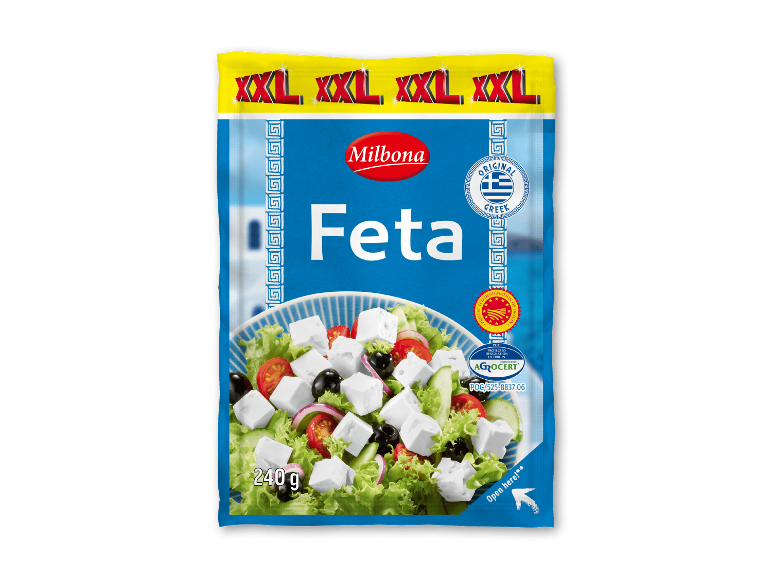 Milbona Original Feta XXL ost i en 240 g pakke.