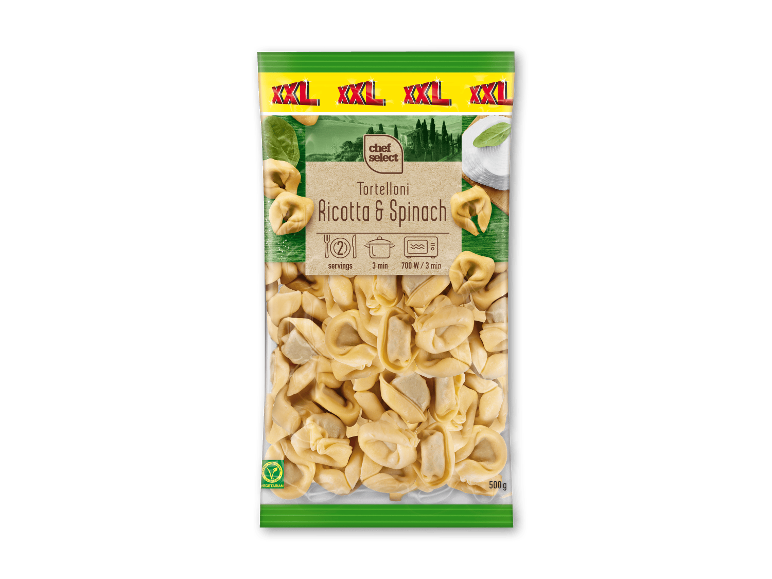 chef select Tortelloni med ricotta og spinat i XXL-pakke.