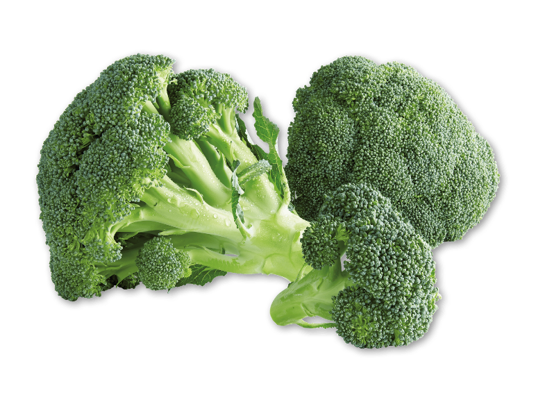 Matriket broccoli med vanddråber på sort baggrund.
