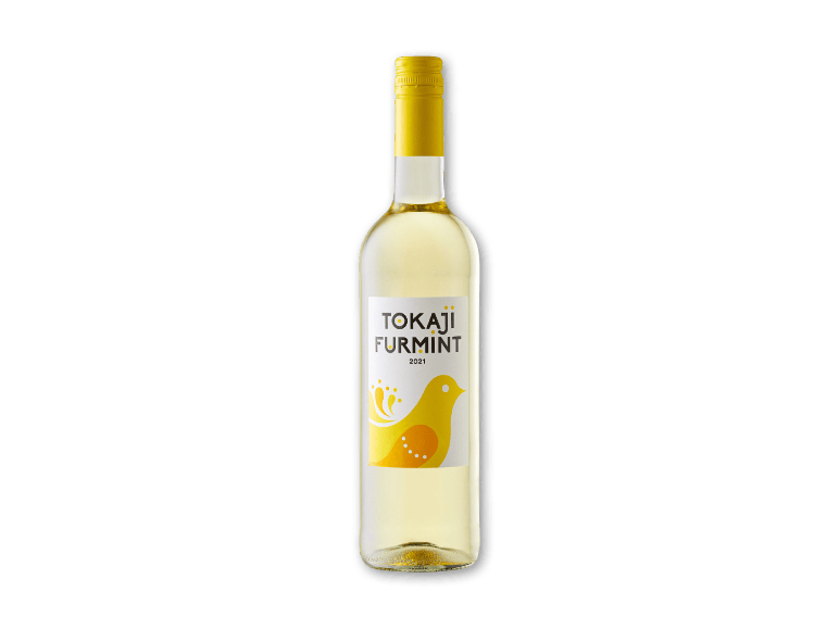 En flaske Tokaji Furmint hvidvin, sødlig, årgang 2021.