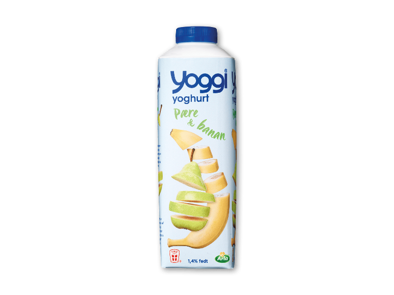 Yoghurt pære-banan i flaske, 1,4% fedt.