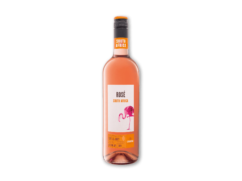 En flaske CIMAROSA rosévin fra Sydafrika.