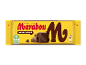 Mørk chokolade i en gul indpakning.