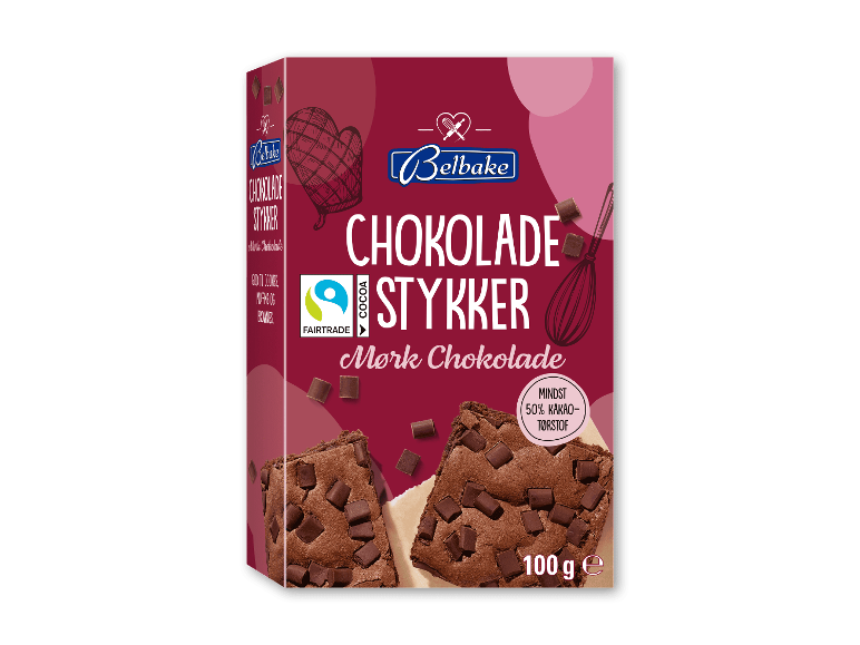 Mørke chokoladestykker til bagning, 100 g