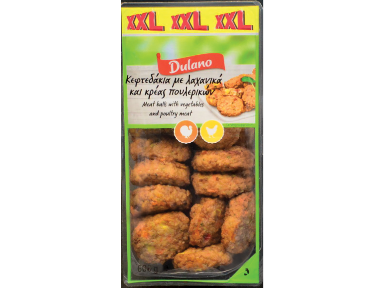 XXL kødboller med grøntsager og fjerkræ, 600g.