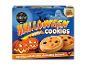 Halloween-småkager med orange fyld og chokoladeknapper.
