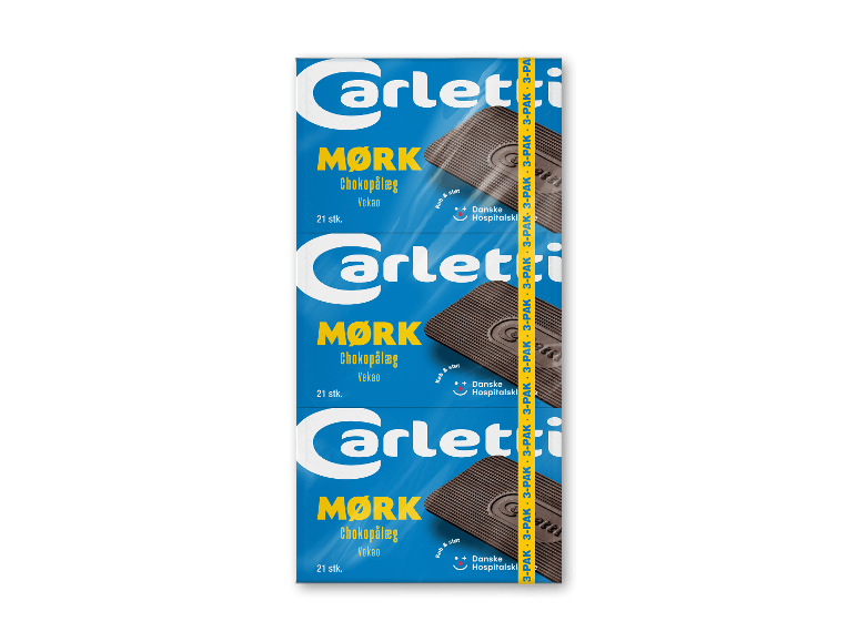 3-pak mørk chokoladepålæg, 21 stk. i hver pakke.