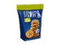 Pakke med bagte, pressede pretzels med blandede frø.