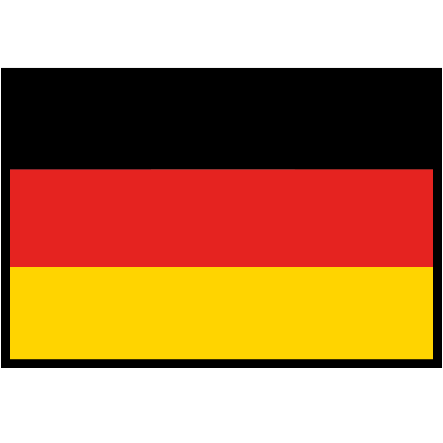 Tysklands flag med sorte, røde og gule vandrette striber.