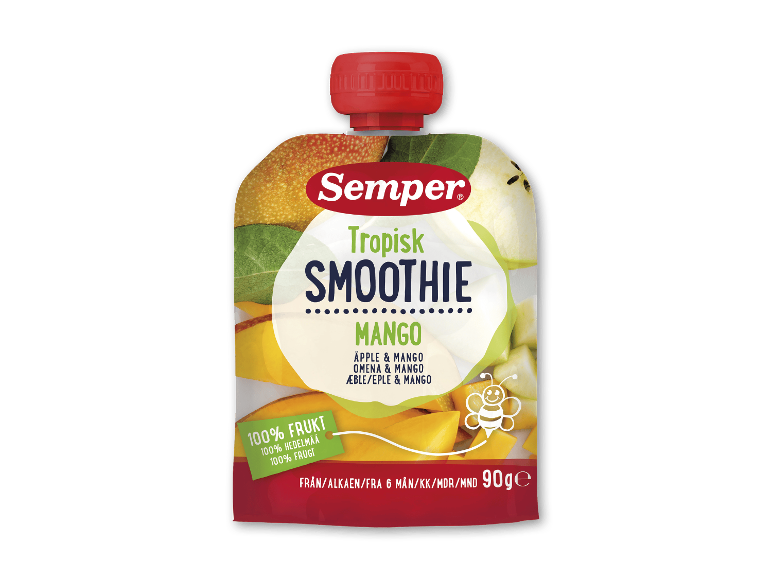 Tropisk mango- og æblesmoothie til babyer, 90 g