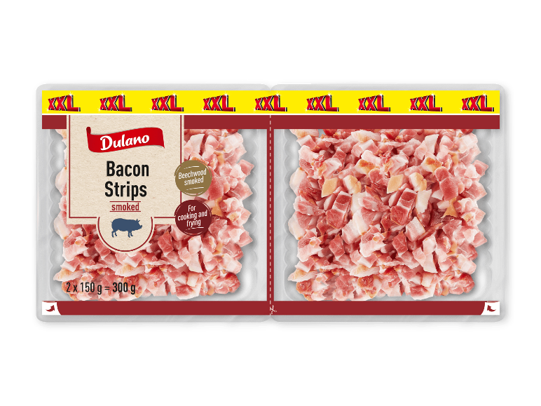Dulano røgede baconstrimler XXL, 2 x 150 g.