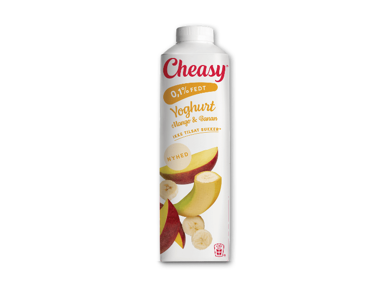 Yoghurt mango og banan, 0,1% fedt, ikke tilsat sukker, nyhed.