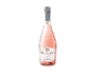 En flaske rosé Pinot Grigio mousserende vin med sølvfolie top og en hvid etiket.