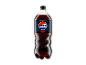 Pepsi Max flaske med kondensdråber, sort etiket og blå prikker.