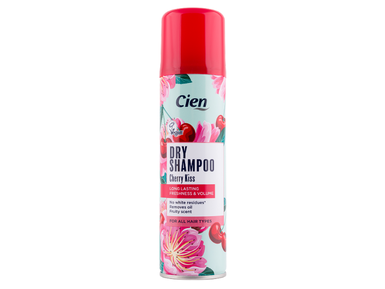Tørshampoo med kirsebærduft, til alle hårtyper, med blomster og kirsebær.
