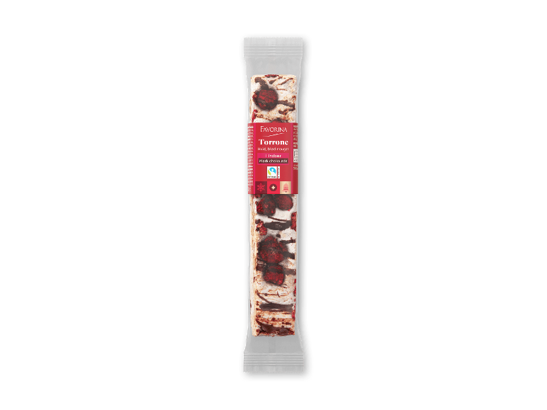 DELUXE Blød torrone med hindbær og mørk chokolade
