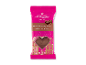 Marcipanhjerter med marcipan og nougat i lyserød indpakning.