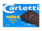 Blå æske med mørkt chokoladepålæg, teksten 'MØRK Chokopålæg Vekao' og '21 stk.'