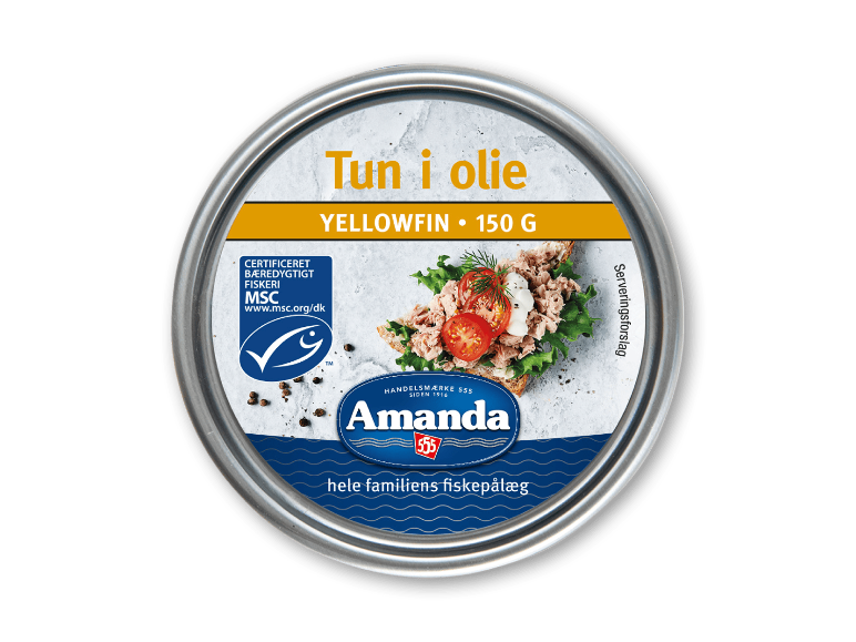 Guldfinnedet tun i olie på dåse, 150 g