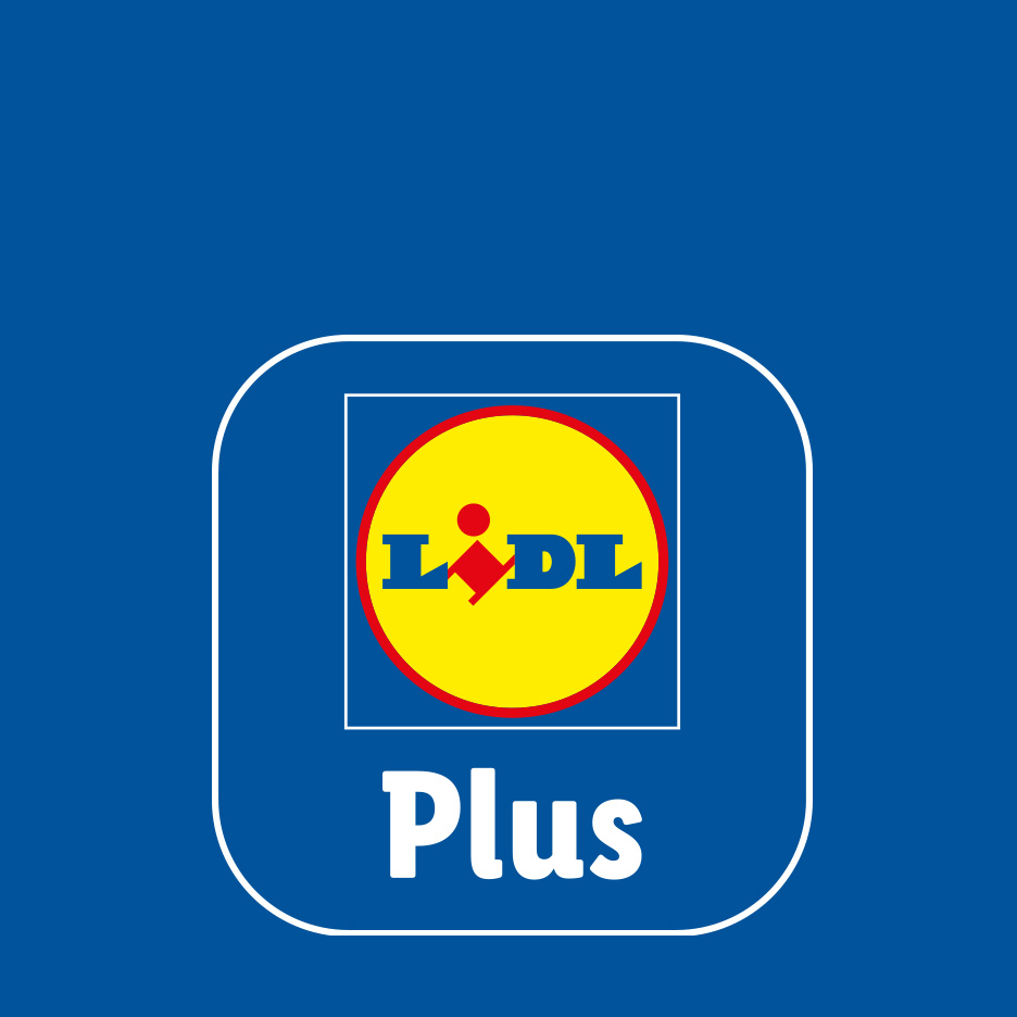 Lidl Plus-logoet på en blå baggrund.