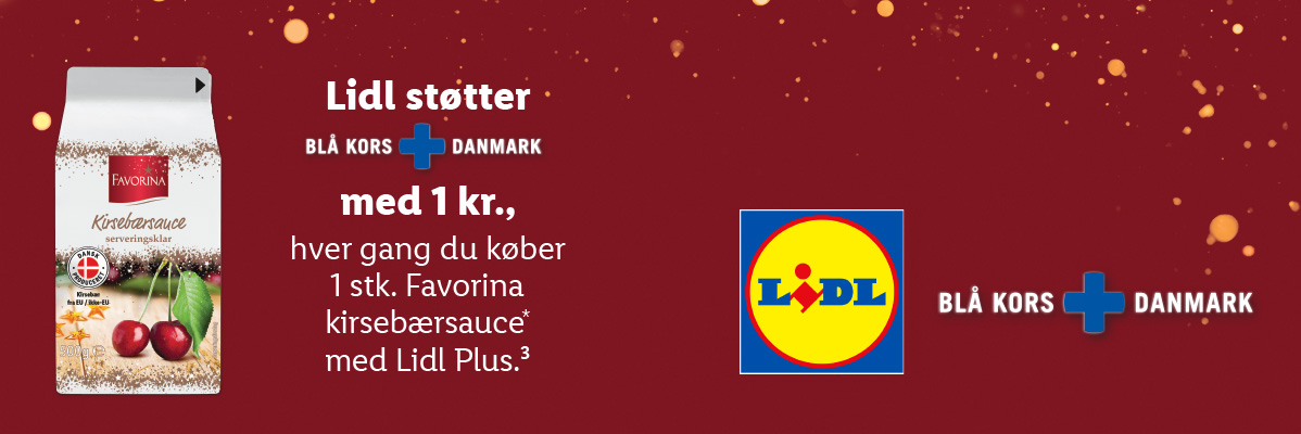 Lidl støtter Røde Kors med køb af Favorina kirsebærsauce.