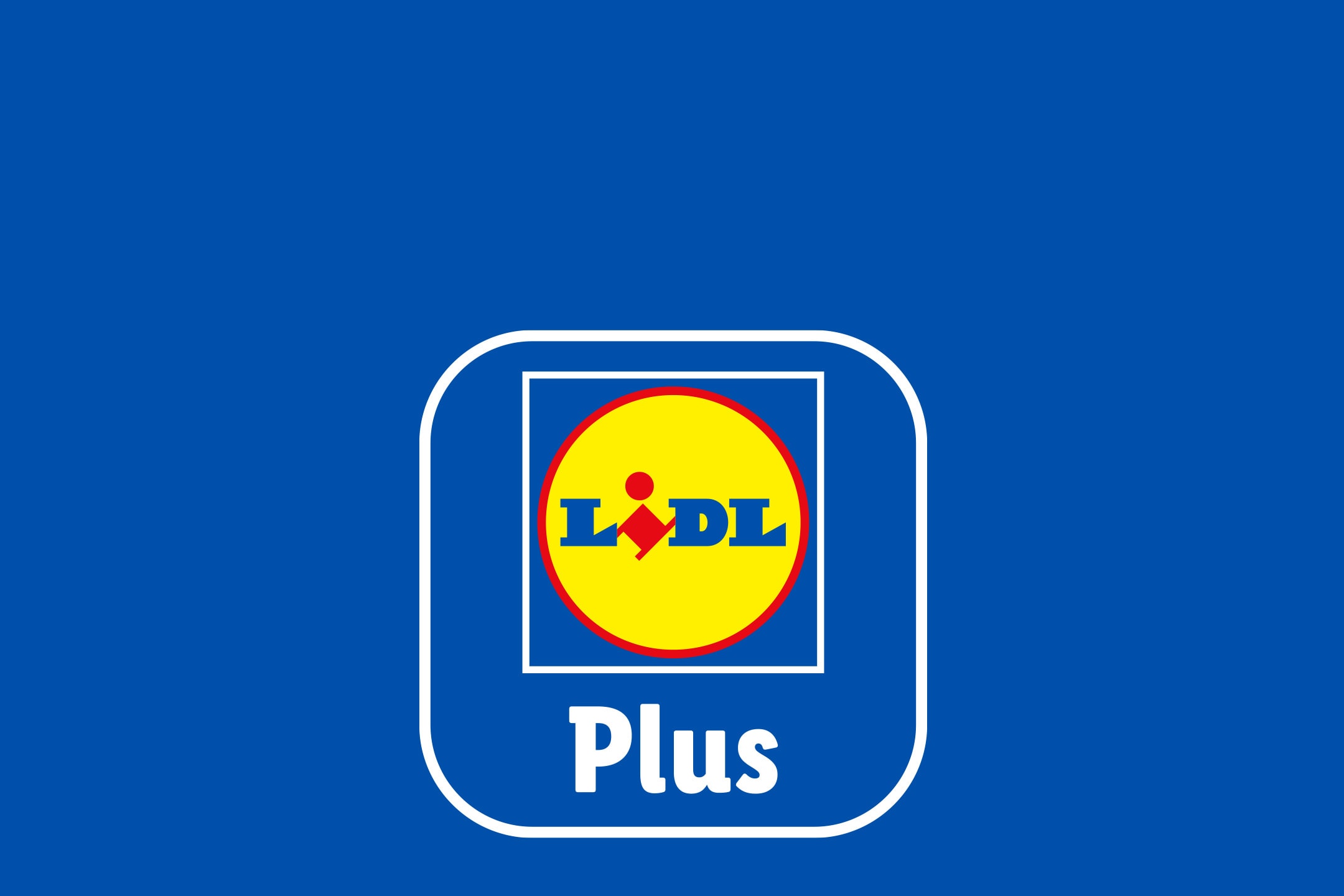 Blåt logo med hvid ramme og teksten 'Plus' under et rundt logo med bogstaver.